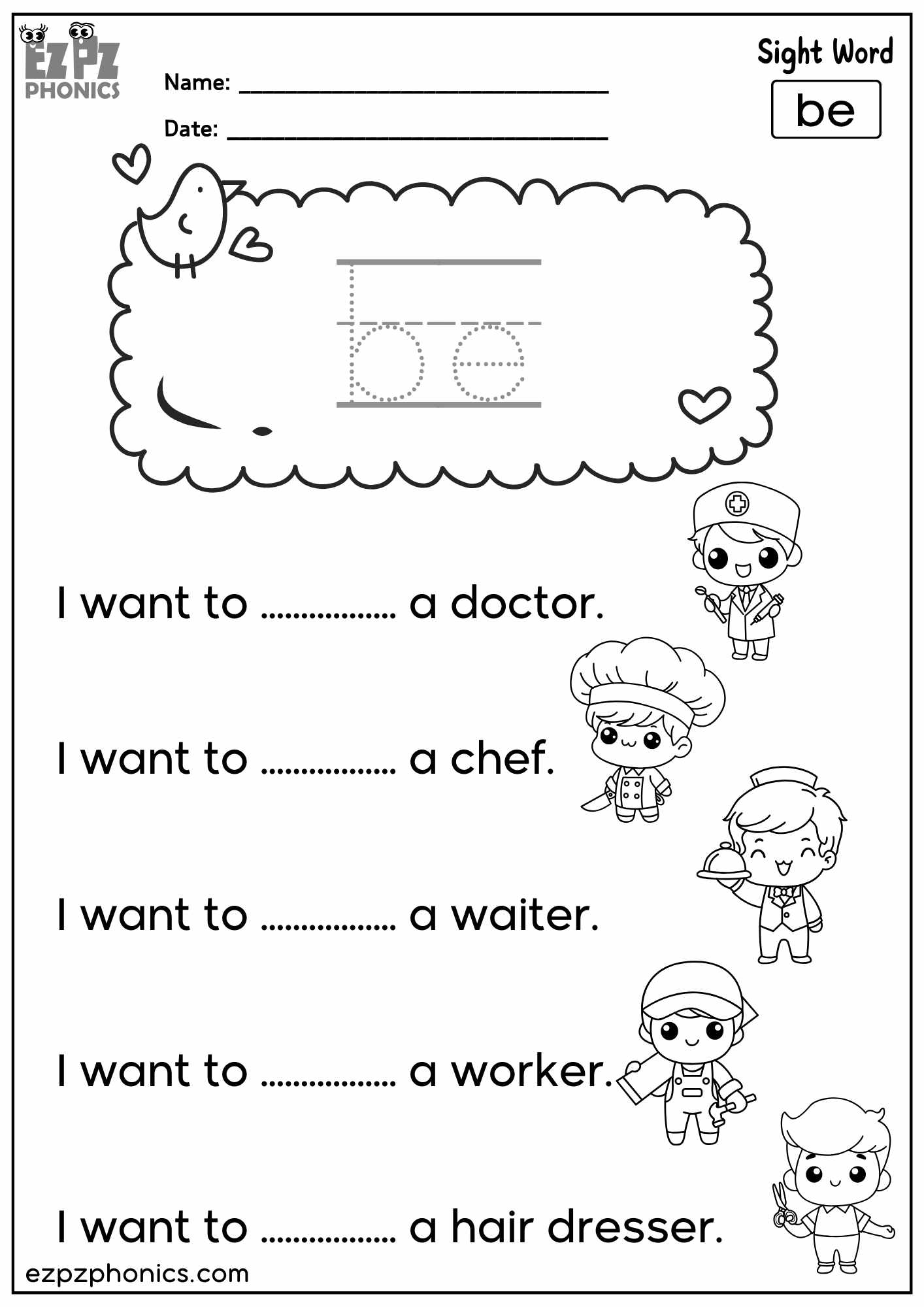 “Be” Sight Word Sentences – Fun Practice for Kindergarten & First Grade PDF Download